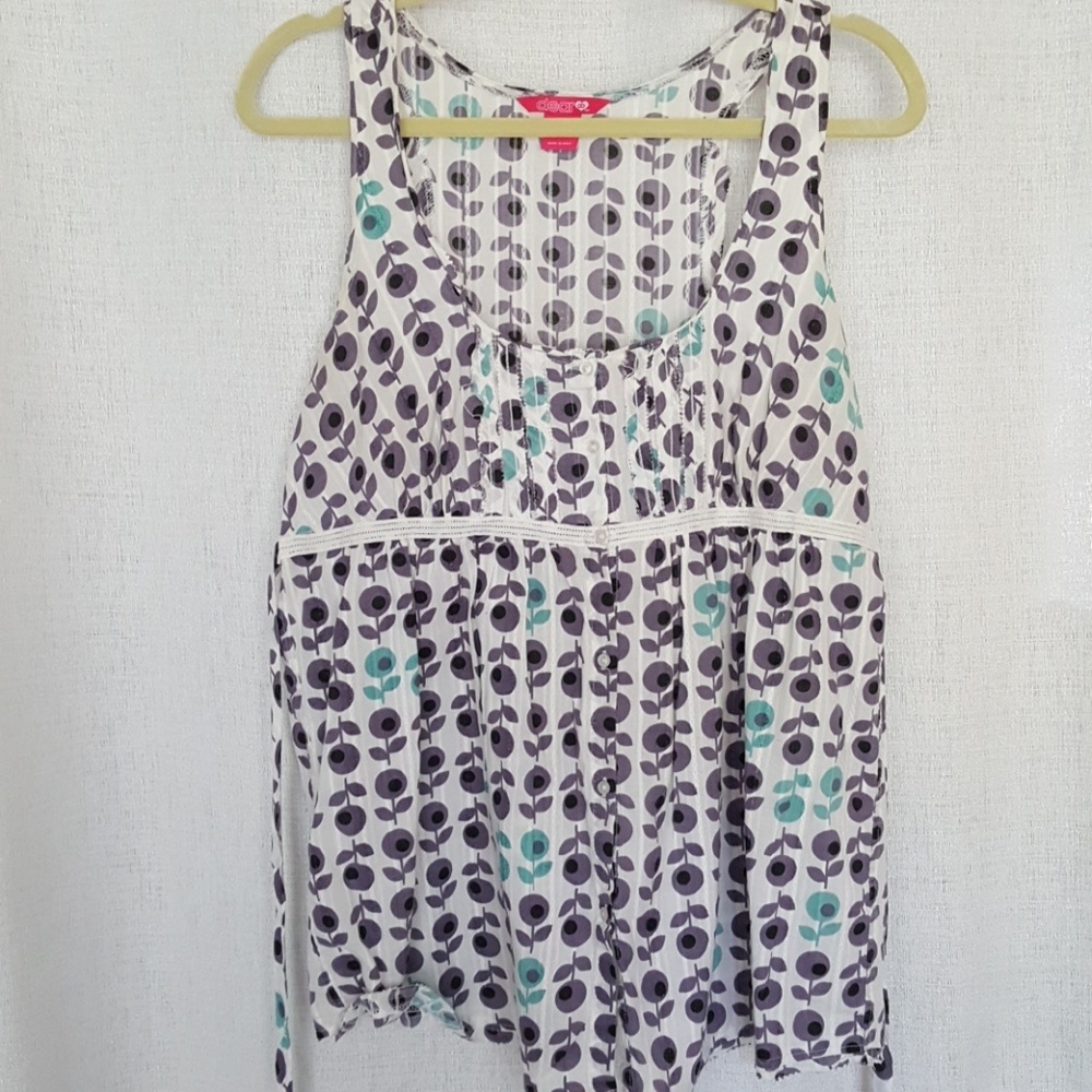 Multicolor, empire waist, racer back top